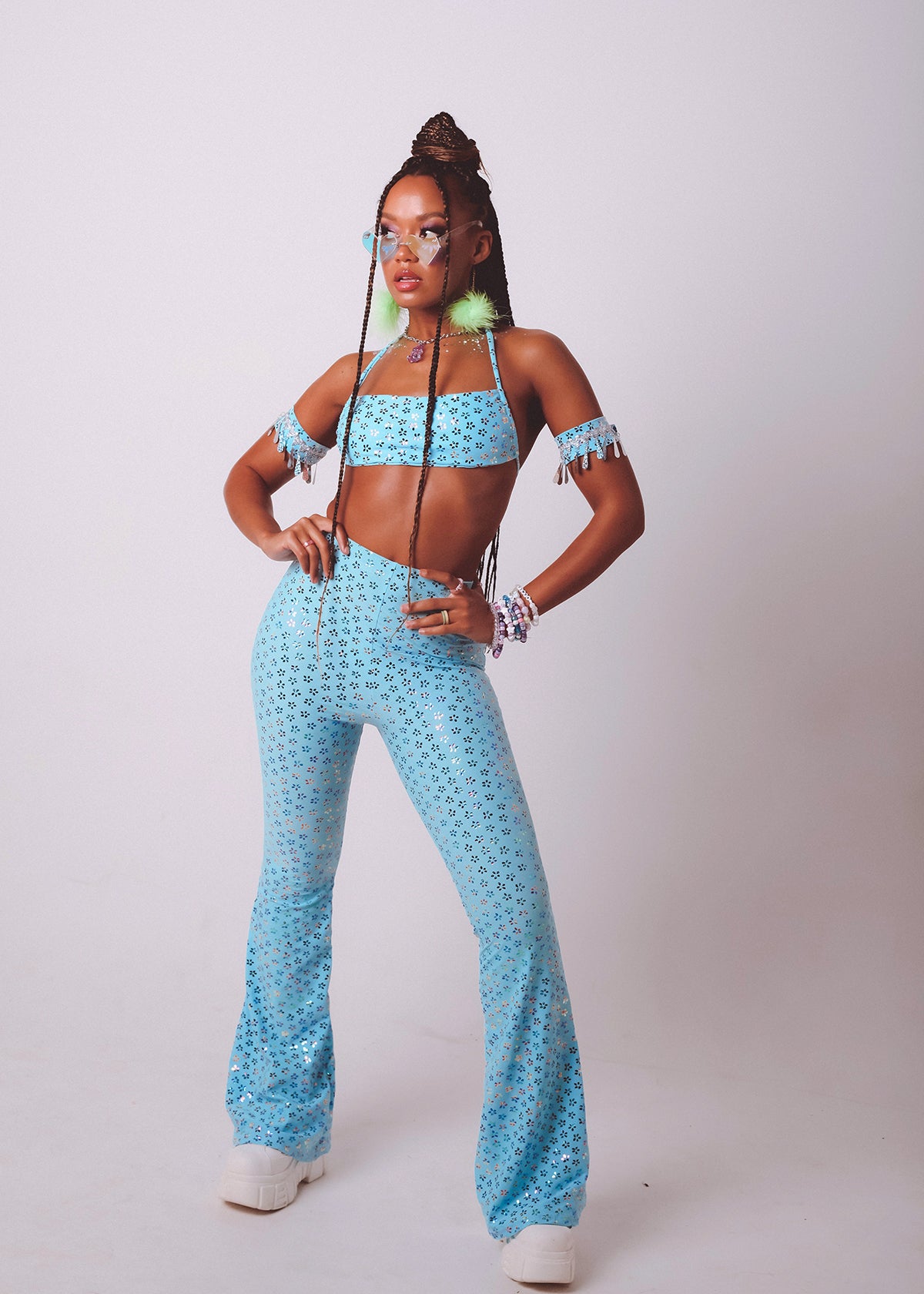 Baby Blue Gypsy String Bandeau Top and Festival Flares