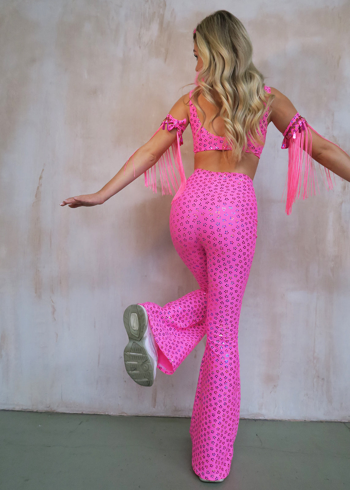Bright Pink Gypsy Crop Top and Festival Flares