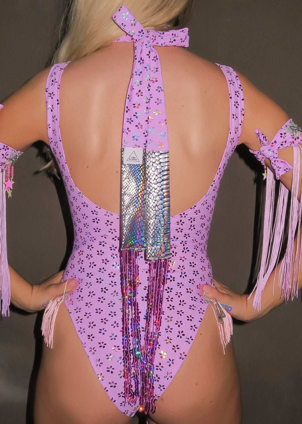 Lilac Gypsy Star Necktie with Holo Silver Trim