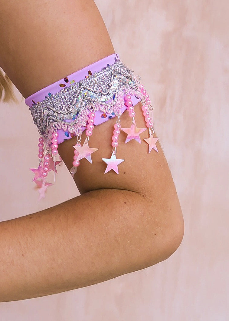 Lilac Gypsy Star Sequin Arm Cuffs